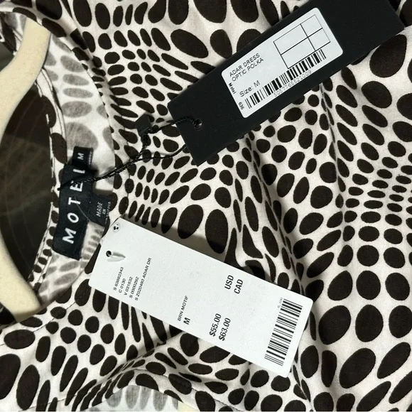 NWT Motel mini dress brown and white polka dots. size Medium has side cutouts. - Picture 10 of 11
